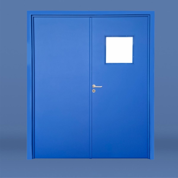 850 Puerta doble con un visor Azul Dibujo Frente WEB